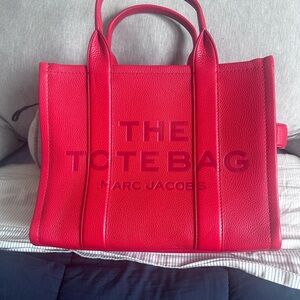 Marc Jacobs Red Structured Tote Bag